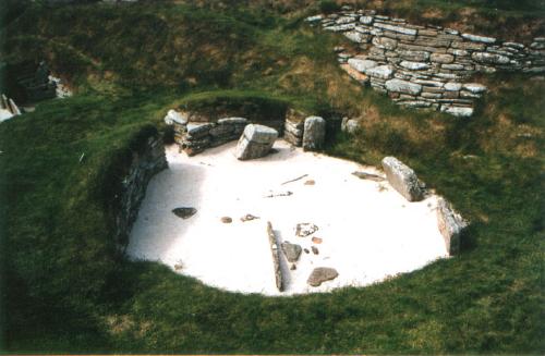 Picture of round Neolithic Dwelling Skara Brae Orkney