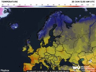Current eu Temperature Map